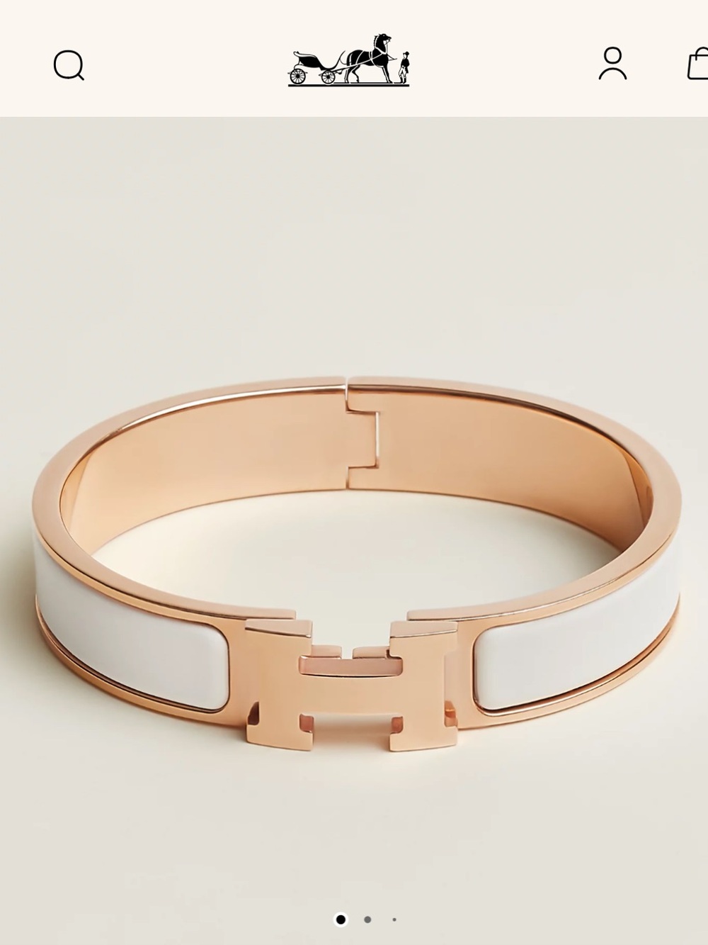 Hermes Rose Gold and White Clic H Bracelet GM
